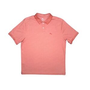 Tommy Bahama Short Sleeve Polo Shirt Mens Medium Coral  Marlin Logo
